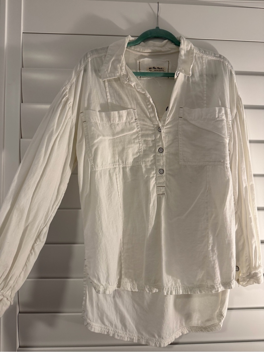 We The Free by Free People White Button-Front Tunic Blouse